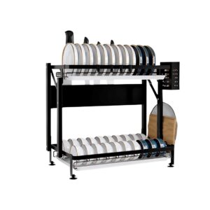 SOGA 2 Tier Steel Black Kitchen Countertop Drying Dish Rack Plate Cutlery Cutting Board Holder Dish Drainer Kitchen Organiser KitchenXY048 AU DEPOT - AU DEPOT