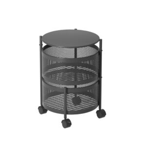 SOGA 2 Tier Steel Round Rotating Kitchen Cart Multi Functional Shelves Portable Storage Organizer with Wheels KitchenXY014 AU DEPOT - AU DEPOT