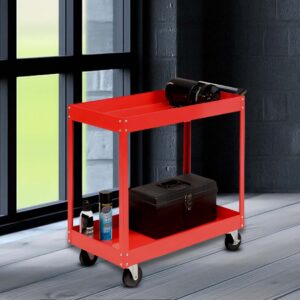 SOGA 2 Tier Tool Storage Cart Portable Service Utility Heavy Duty Mobile Trolley Red, Garden, Tools & Hardware, Garage Storage & Organisation, Tool Organisers, , ,  - AU DEPOT 2