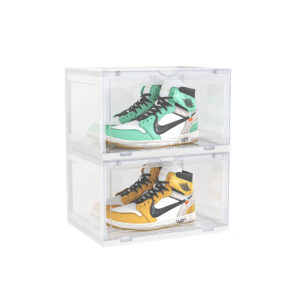 SOGA 2 Tier Transparent Portable Shoe Organiser Sneaker Footwear Folding Plastic Bin Stackable Storage Box with Magnetic Door, Furniture, Storage & Shelving, Shoe Storage, , ,  - AU DEPOT 1