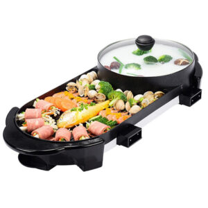 SOGA 2 in 1 Electric Non-Stick BBQ Teppanyaki Grill Plate Steamboat Hotpot 2-8 Person, Home & Living, Kitchen & Dining, Cookware, Griddles & Grill Pans, ,  - AU DEPOT 2