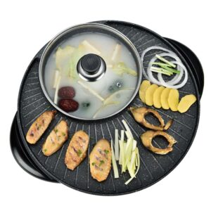 SOGA 2 in 1 Electric Stone Coated Teppanyaki Grill Plate Steamboat Hotpot 3 5 Person Griddles Grill Pans SteamboatHotPotandGrillRound AU DEPOT Griddles & Grill Pans - AU DEPOT