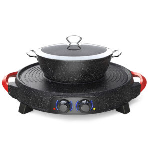 SOGA 2 in 1 Electric Stone Coated Teppanyaki Grill Plate Steamboat Hotpot, Home & Living, Kitchen & Dining, Cookware, Griddles & Grill Pans, ,  - AU DEPOT 2