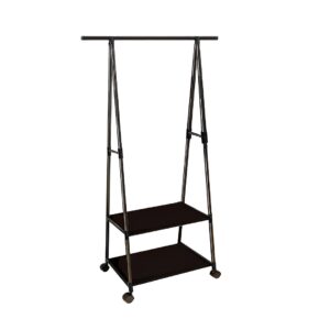 SOGA 2 in 1 Organiser Clothes Shoe Rack Space Saving Triangular Storage with Wheels Black Rack0012 AU DEPOT - AU DEPOT