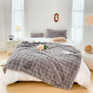 SOGA 200cm Grey Fur Fuzzy Super Soft and Cozy Fluffy Throw Blanket, Home, Bed Linen, Throws And Blankets, Blankets, ,  - AU DEPOT 2