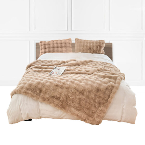 SOGA 200cm Light Camel Fur Fuzzy Super Soft and Cozy Fluffy Throw Blanket, Home, Bed Linen, Throws And Blankets, Blankets, ,  - AU DEPOT 1