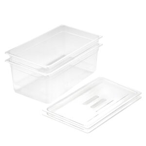 SOGA 200mm Clear Gastronorm GN Pan 11 Food Tray Storage Bundle of 2 with Lid Baking Trays VICPans1404wLidX2 AU DEPOT Baking Trays - AU DEPOT