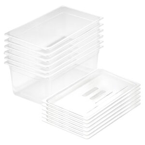 SOGA 200mm Clear Gastronorm GN Pan 11 Food Tray Storage Bundle of 6 with Lid Baking Trays VICPans1404wLidX6 AU DEPOT Baking Trays - AU DEPOT