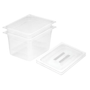 SOGA 200mm Clear Gastronorm GN Pan 12 Food Tray Storage Bundle of 2 with Lid Baking Trays VICPans1418wLidX2 AU DEPOT Baking Trays - AU DEPOT