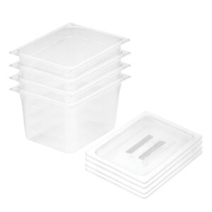 SOGA 200mm Clear Gastronorm GN Pan 12 Food Tray Storage Bundle of 4 with Lid Baking Trays VICPans1418wLidX4 AU DEPOT Baking Trays - AU DEPOT