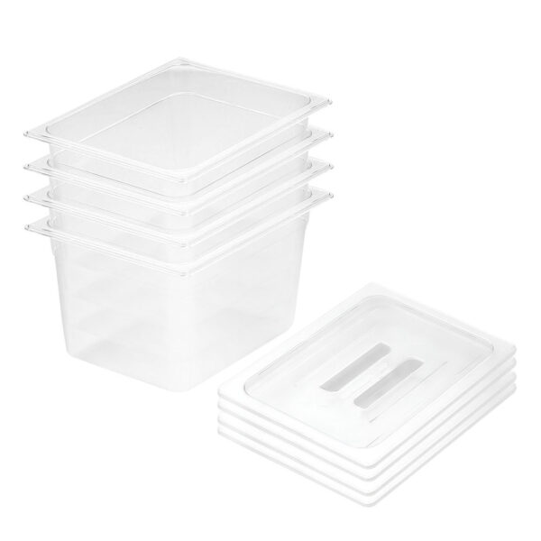 SOGA 200mm Clear Gastronorm GN Pan 1/2 Food Tray Storage Bundle of 4 with Lid, Home & Living, Kitchen & Dining, Bakeware, Baking Trays, ,  - AU DEPOT 1