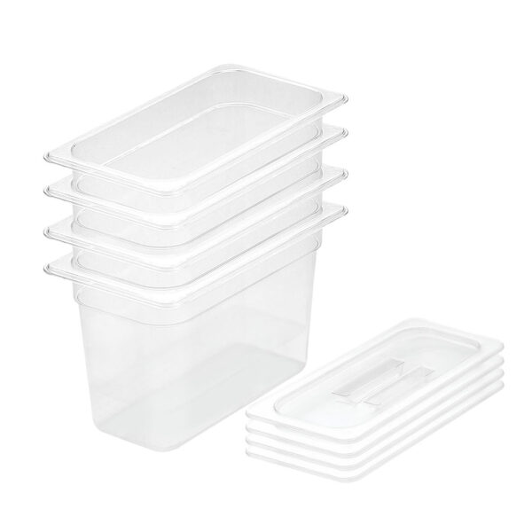 SOGA 200mm Clear Gastronorm GN Pan 1/3 Food Tray Storage Bundle of 4 with Lid, Home & Living, Kitchen & Dining, Bakeware, Baking Trays, ,  - AU DEPOT 1