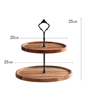 SOGA 20cm 2 Tier Brown  Round Wooden Acacia  Dessert Tray Cake Snacks Cupcake Stand Buffet Serving Countertop Decor, Kitchenware, Table Top, Servingware, Servingware Platter, ,  - AU DEPOT 2