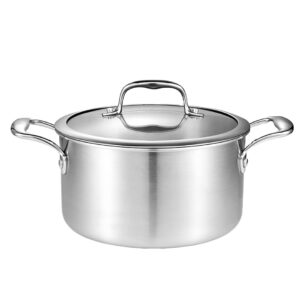 SOGA 20cm Stainless Steel Soup Pot Stock Cooking Stockpot Heavy Duty Thick Bottom with Glass Lid casserole dishes CasseroleTRISPE20 AU DEPOT casserole dishes - AU DEPOT