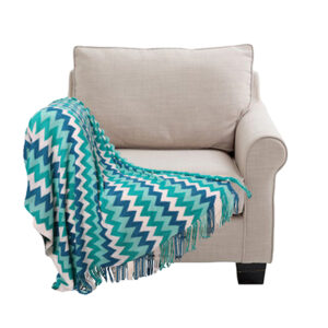 SOGA 220cm Blue Zigzag Striped Throw Blanket Acrylic Wave Knitted Fringed Woven Cover Couch Bed Sofa Home Decor, Home, Bed Linen, Throws And Blankets, Blankets, ,  - AU DEPOT 1