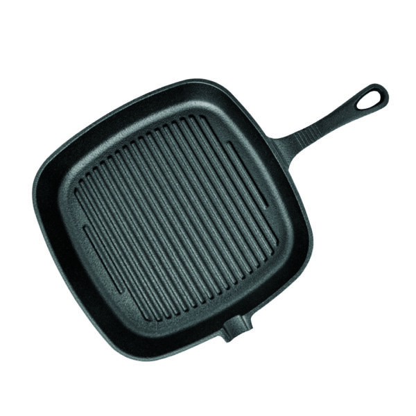 SOGA 23.5cm Square Ribbed Cast Iron Frying Pan Skillet Steak Sizzle Platter with Handle, Home & Living, Kitchen & Dining, Cookware, Frying Pans, ,  - AU DEPOT 1