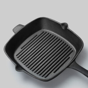 SOGA 26cm Square Ribbed Cast Iron Frying Pan Skillet Steak Sizzle Platter with Handle, Home & Living, Kitchen & Dining, Cookware, Frying Pans, ,  - AU DEPOT 2