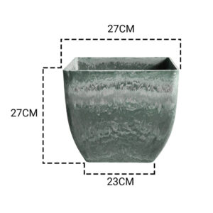 SOGA 27cm Green Grey Square Resin Plant Flower Pot in Cement Pattern Planter Cachepot for Indoor Home Office, Home & Living, Home Decor, Indoor Pots, Planters and Plant Stands, , ,  - AU DEPOT 2