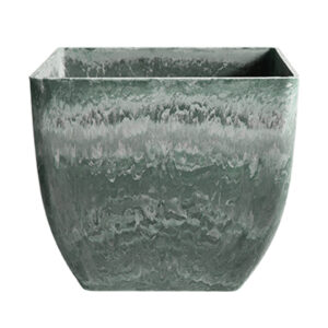 SOGA 27cm Green Grey Square Resin Plant Flower Pot in Cement Pattern Planter Cachepot for Indoor Home Office FPotF2704 AU DEPOT - AU DEPOT