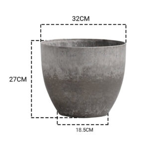 SOGA 27cm Rock Grey Round Resin Plant Flower Pot in Cement Pattern Planter Cachepot for Indoor Home Office, Home & Living, Home Decor, Indoor Pots, Planters and Plant Stands, , ,  - AU DEPOT 2