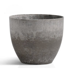 SOGA 27cm Rock Grey Round Resin Plant Flower Pot in Cement Pattern Planter Cachepot for Indoor Home Office FPotA3207 AU DEPOT - AU DEPOT