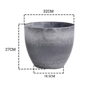 SOGA 27cm Weathered Grey Round Resin Plant Flower Pot in Cement Pattern Planter Cachepot for Indoor Home Office, Home & Living, Home Decor, Indoor Pots, Planters and Plant Stands, , ,  - AU DEPOT 2