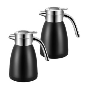 SOGA 2X 1.2L Stainless Steel Kettle Insulated Vacuum Flask Water Coffee Jug Thermal Black Other WaterJug12BLKX2 AU DEPOT Other - AU DEPOT