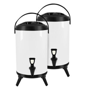 SOGA 2X 10L Stainless Steel Insulated Milk Tea Barrel Hot and Cold Beverage Dispenser Container with Faucet White Spirit Dispensers VICDispenser10LWHTX2 AU DEPOT Spirit Dispensers - AU DEPOT