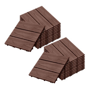 SOGA 2X 11 pcs Dark Chocolate DIY Wooden Composite Decking Tiles Garden Outdoor Backyard Flooring Home Decor, Garden, Tools & Hardware, Gardening & Lawn Care, Artificial Grass, , ,  - AU DEPOT 1