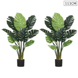 SOGA 2X 113cm Artificial Indoor Potted Turtle Back Fake Decoration Tree Flower Pot Plant APlantFHGP11310X2 AU DEPOT - AU DEPOT