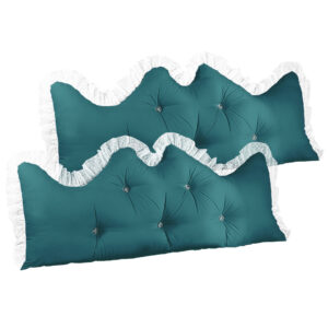 SOGA 2X 120cm Blue Green Princess Bed Pillow Headboard Backrest Bedside Tatami Sofa Cushion with Ruffle Lace Home Decor PillowSlk120BlueX2 AU DEPOT - AU DEPOT