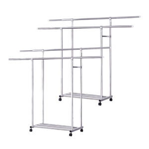 SOGA 2X 120cm Stainless Steel Floor Standing Clothes Rack Durable and Space Saving Laundry Organizer BSXG2530X2 AU DEPOT - AU DEPOT