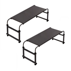 SOGA 2X 120x45cm Black Cross Bed Movable Desk Table w Adjustable Length Height SideTab32X2 AU DEPOT - AU DEPOT