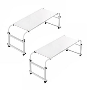 SOGA 2X 120x45cm White Cross Bed Movable Desk Table w Adjustable Length Height SideTab27X2 AU DEPOT - AU DEPOT