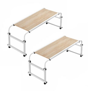 SOGA 2X 120x45cm Wood Cross Bed Movable Desk Table w Adjustable Length Height SideTab31X2 AU DEPOT - AU DEPOT