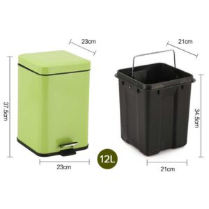 SOGA 2X 12L Foot Pedal Stainless Steel Rubbish Recycling Garbage Waste Trash Bin Square Green, Home & Living, Kitchen & Dining, Kitchen Storage, Kitchen Bins, ,  - AU DEPOT 2