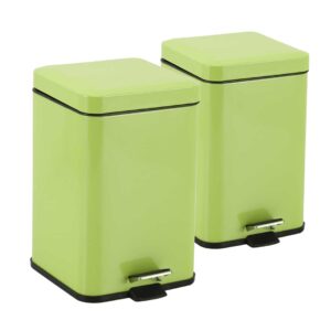 SOGA 2X 12L Foot Pedal Stainless Steel Rubbish Recycling Garbage Waste Trash Bin Square Green Kitchen Bins RubbishBinSquare12LGreenX2 AU DEPOT Kitchen Bins - AU DEPOT