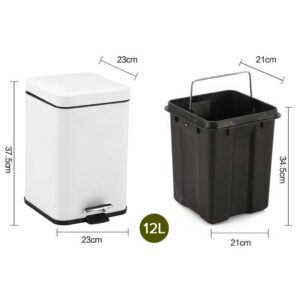 SOGA 2X 12L Foot Pedal Stainless Steel Rubbish Recycling Garbage Waste Trash Bin Square White, Home & Living, Kitchen & Dining, Kitchen Storage, Kitchen Bins, ,  - AU DEPOT 2