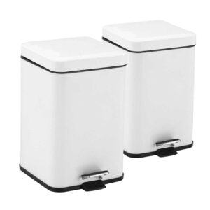 SOGA 2X 12L Foot Pedal Stainless Steel Rubbish Recycling Garbage Waste Trash Bin Square White Kitchen Bins RubbishBinSquare12LWhiteX2 AU DEPOT Kitchen Bins - AU DEPOT