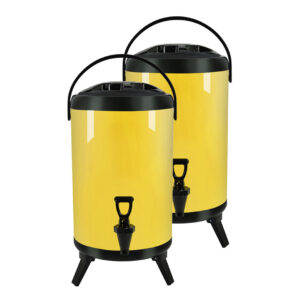 SOGA 2X 14L Stainless Steel Insulated Milk Tea Barrel Hot and Cold Beverage Dispenser Container with Faucet Yellow Spirit Dispensers VICDispenser14LYELX2 AU DEPOT Spirit Dispensers - AU DEPOT