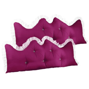 SOGA 2X 150cm Burgundy Princess Bed Pillow Headboard Backrest Bedside Tatami Sofa Cushion with Ruffle Lace Home Decor PillowSlk150BurgundyX2 AU DEPOT - AU DEPOT