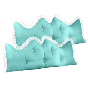 SOGA 2X 150cm Light Blue Princess Bed Pillow Headboard Backrest Bedside Tatami Sofa Cushion with Ruffle Lace Home Decor PillowSlk150LightBlueX2 AU DEPOT - AU DEPOT