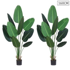 SOGA 2X 160cm Artificial Green Indoor Traveler Banana Fake Decoration Tree Flower Pot Plant APlantFHM16010X2 AU DEPOT - AU DEPOT