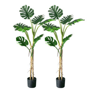 SOGA 2X 160cm Tropical Monstera Palm Artificial Plant Tree, Real Touch Technology, with UV Protection, Home & Living, Home Decor, Artificial Plants, , ,  - AU DEPOT 1