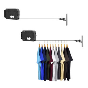 SOGA 2X 160mm Wall Mounted Clothes Line Dry Rack Retractable Space Saving Foldable Hanger Black BSLY06X2 AU DEPOT - AU DEPOT