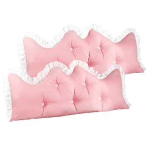 SOGA 2X 180cm Pink Princess Bed Pillow Headboard Backrest Bedside Tatami Sofa Cushion with Ruffle Lace Home Decor PillowSlk180PinkX2 AU DEPOT - AU DEPOT