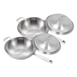 SOGA 2X 1810 Stainless Steel Fry Pan 34cm Frying Pan Top Grade Skillet with Helper Handle and Lid frying pans TRIFPO34X2 AU DEPOT frying pans - AU DEPOT