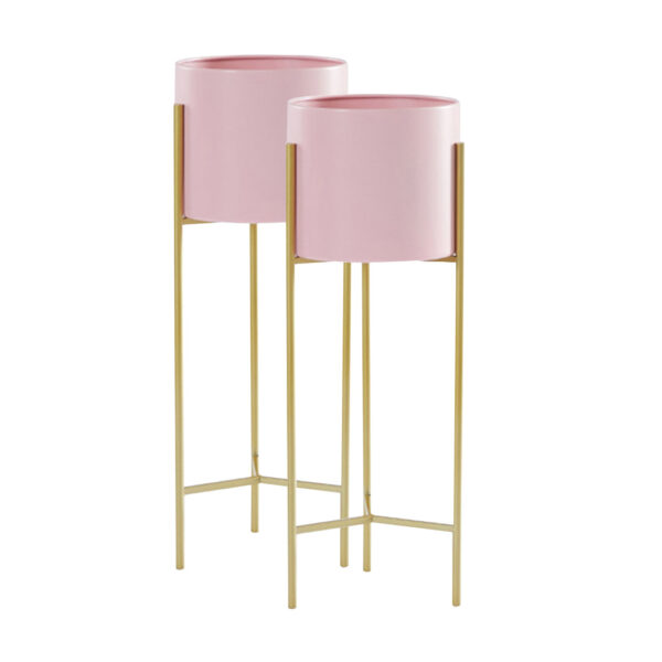 SOGA 2X 2 Layer 42cm Gold Metal Plant Stand with Pink Flower Pot Holder Corner Shelving Rack Indoor Display, Home & Living, Home Decor, Indoor Pots, Planters and Plant Stands, , ,  - AU DEPOT 1