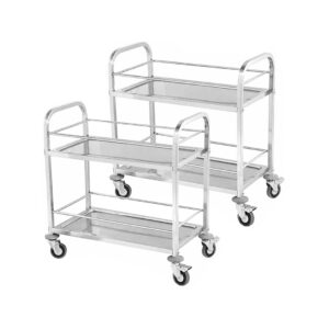 SOGA 2X 2 Tier 75x40x84cm Stainless Steel Drink Wine Food Utility Cart Small FoodCart1206X2 AU DEPOT - AU DEPOT