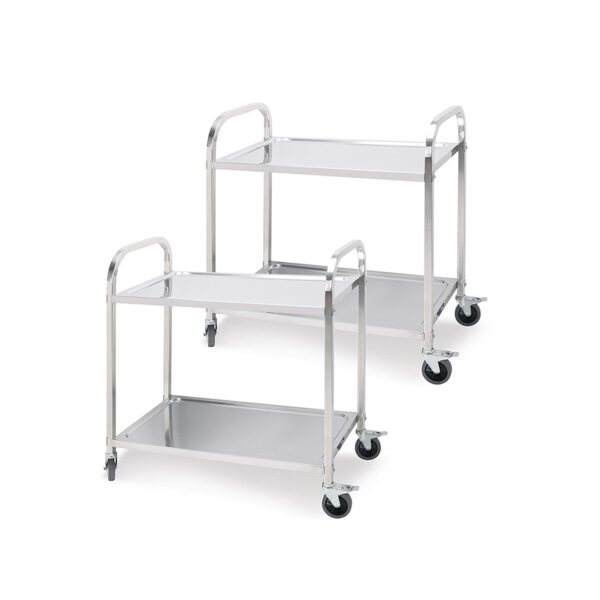 SOGA 2X 2 Tier 81x46x85cm Stainless Steel Kitchen Dining Food Cart Trolley Utility Round Small, Business & Industrial, Food Service, Food Service Carts, , ,  - AU DEPOT 1